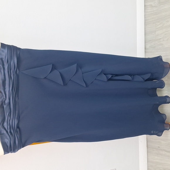 Liz Claiborne Tulip Dress Off White and Navy Blue Size 10 - Picture 5 of 16